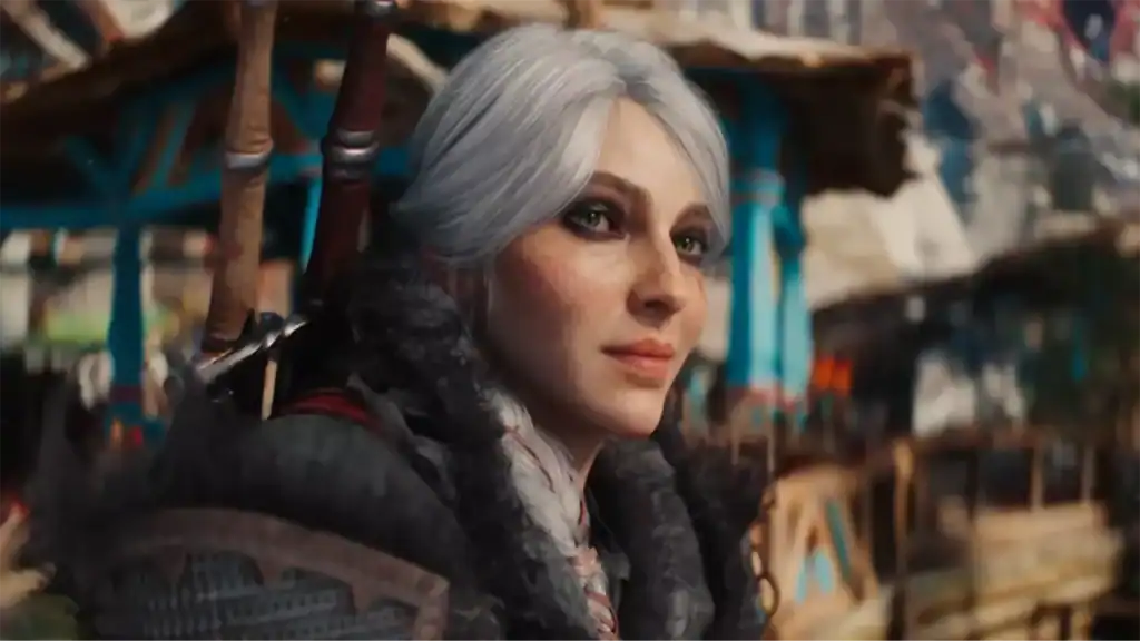 Witcher 4 concept art, stormy skyline and moody fantasy lighting