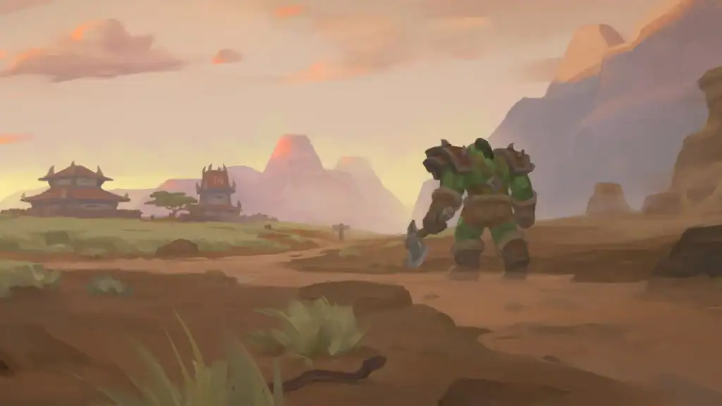 turtle wow lawsuit blizzard artwork showing orc warrior walking through classic WoW landscape