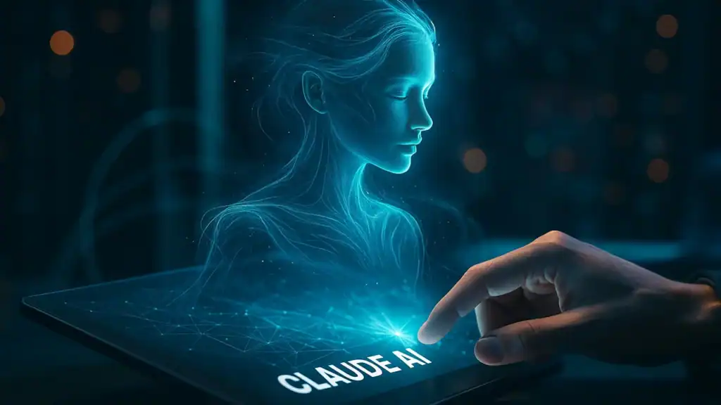 Claude AI assistant hologram interface concept – AI startup companies